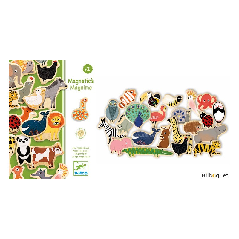 Magnimo 42 petites pièces en bois magnétiques
