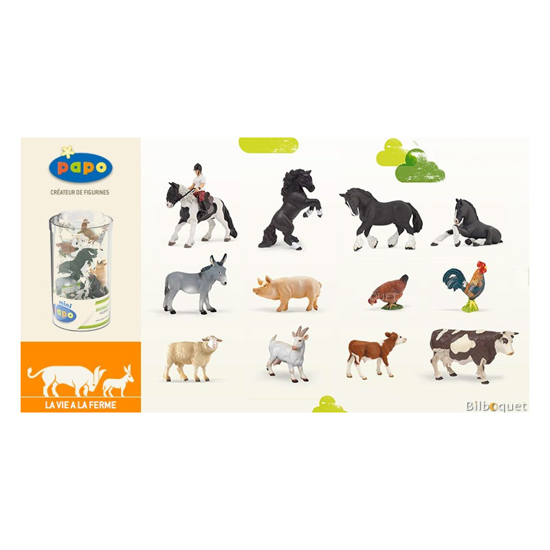 14x Figurines d'animaux de ferme en plastique pour enfants - Coffrets de  jeu d'animaux
