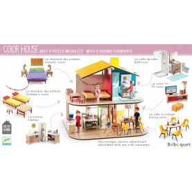 Color House - Maison de poupées MEUBLÉE