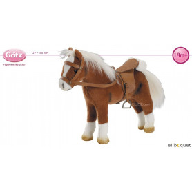 Cheval brun avec selle et filet - Peluche pour poupée