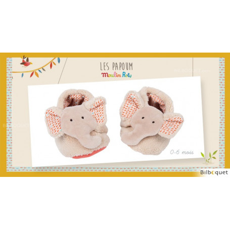 Chaussons Éléphant pour bébé 0-6 mois Les Papoum - Moulin Roty