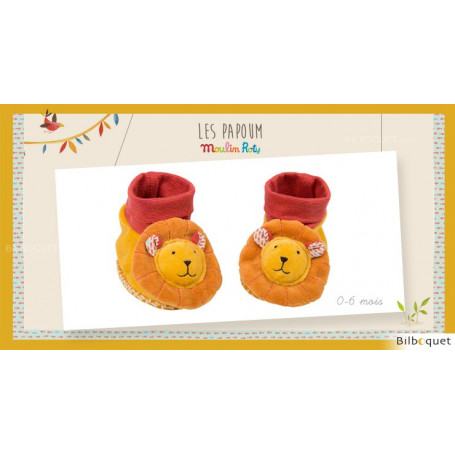 Chaussons Lion pour bébé 0-6 mois Les Papoum - Moulin Roty