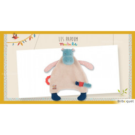 Doudou Attache-tétine Hippopotame Les Papoum - Moulin Roty