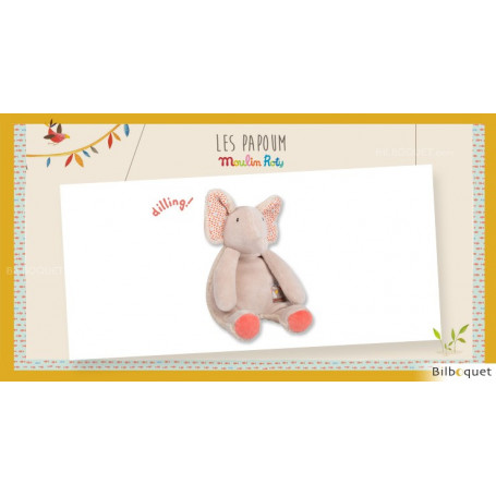 Doudou Hochet Éléphant Les Papoum - Moulin Roty