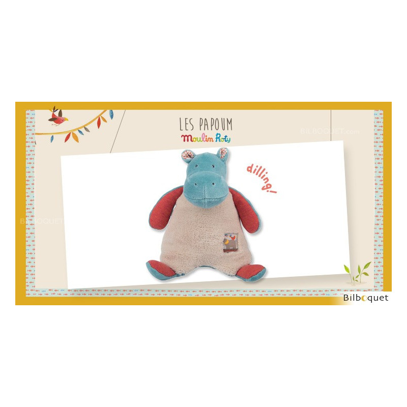 Comforter Rattle Toy Hippo Les Papoum Moulin Roty