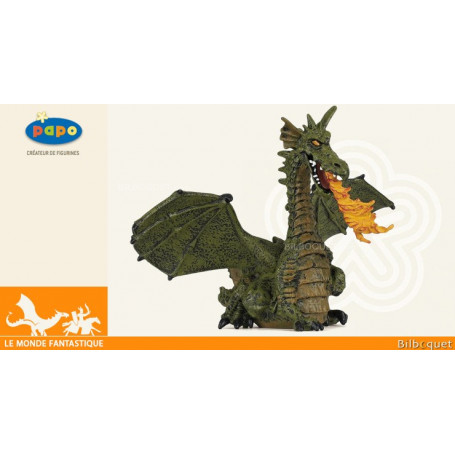 Dragon aile vert avec flamme - Figurine Papo