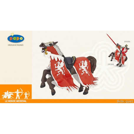 Cheval du Roi au dragon rouge - Figurine monde médiéval