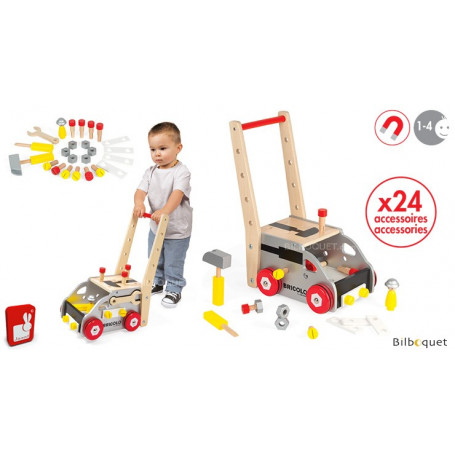 Etabli bois enfant - Chariot d'outils en bois - Janod