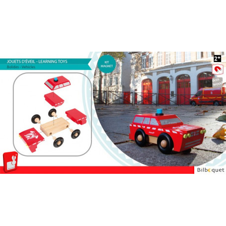 Kit Magnet SUV Pompiers - Voiture magnétique en bois