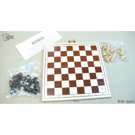 Echiquier pliant sérigraphié avec pièces d'échecs en bois