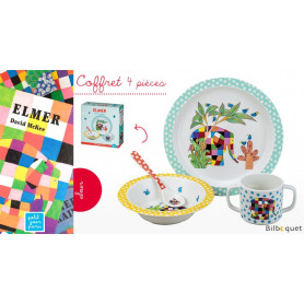 Coffret cadeau 4 pièces Vaisselle enfant Elmer l'éléphant